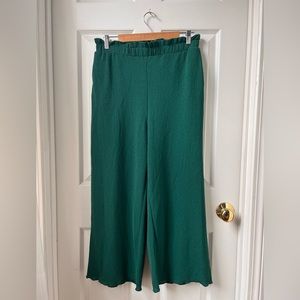 H&M Divided Green Flowy Wide Leg Ankle Pants